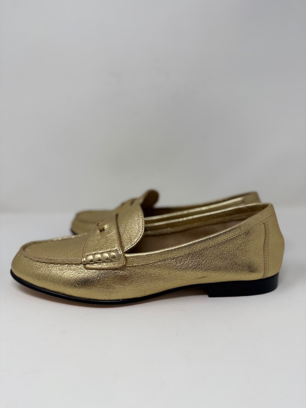 New Veronica Beard Penny Metallic Leather Loafer Gold Sz 9 - Picture 7 of 15